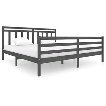 Rám postele sivý masívne drevo 200 × 200 cm, 3100676