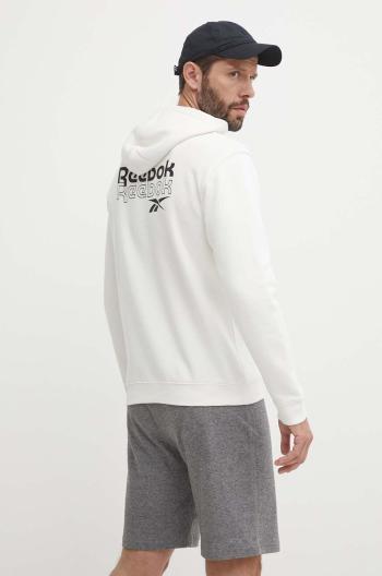 Mikina Reebok Brand Proud pánska, béžová farba, s kapucňou, s potlačou, 100075311