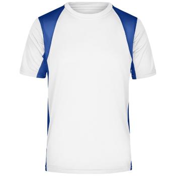 James & Nicholson Pánske športové tričko s krátkym rukávom JN306 - Biela / kráľovská modrá | XXXL
