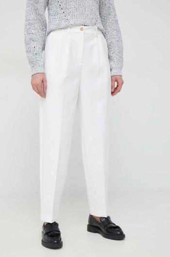 Nohavice Tommy Hilfiger dámske, biela farba, strih chinos, vysoký pás