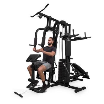 KLARFIT Ultimate Gym 9000, fitness stanica, 7 stanovíšť, do 120 kg, QR oceľ, čierna