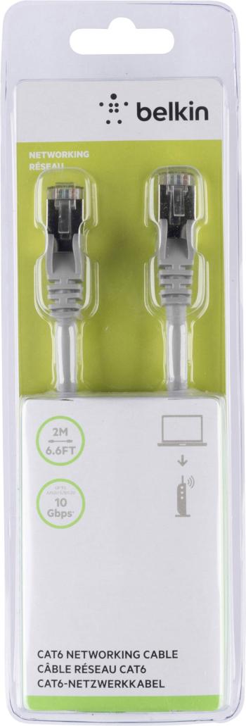 Belkin A3L981BT02M-H-S RJ45 sieťové káble, prepojovacie káble CAT 6 S/FTP 2.00 m sivá s ochranou 1 ks