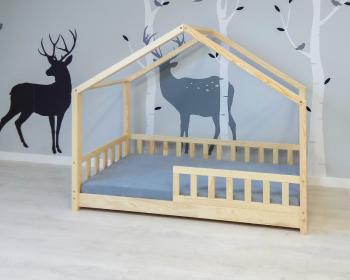 Domčekové posteľ so zábranou Leola Hip - prírodná Housebed  190x90 cm