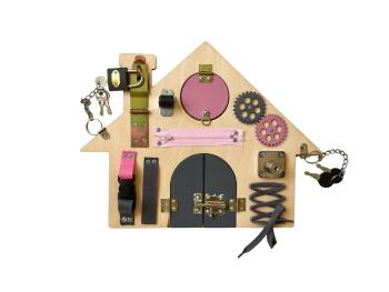 Activity board - Domček - ružový  pink house