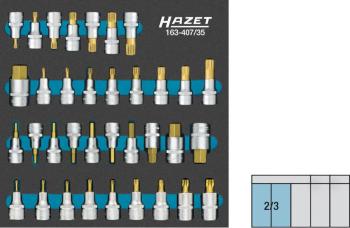 Hazet  163-407/35 inbus, štvorzub (XZN), vnútorné klinový profil, Torx súprava nástrčných kľúčov a bitov     35-dielna 1