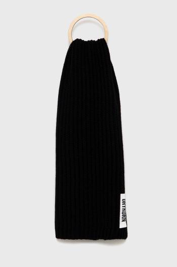 Vlnený šál Drykorn čierna farba, jednofarebný