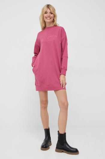 Bavlnené šaty Pepe Jeans Lexie fialová farba, mini, oversize