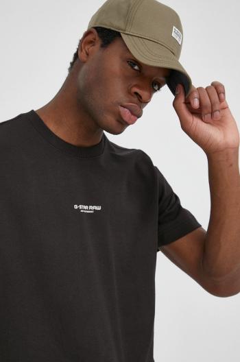 Bavlnené tričko G-Star Raw čierna farba, jednofarebné