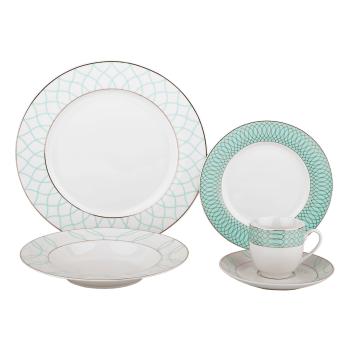 TEMPO-KONDELA DONATELLA SKY BLUE, jedálenská súprava, set 20 ks, porcelán