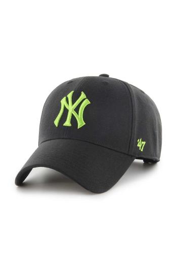 Šiltovka s prímesou vlny 47 brand MLB New York Yankees čierna farba, s nášivkou, B-MVPSP17WBP-BKAM