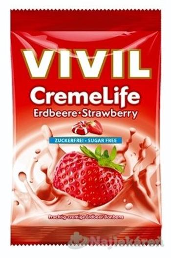 VIVIL BONBONS CREME LIFE Strawberry, drops so smotanovo jahodovou príchuťou, bez cukru 60g