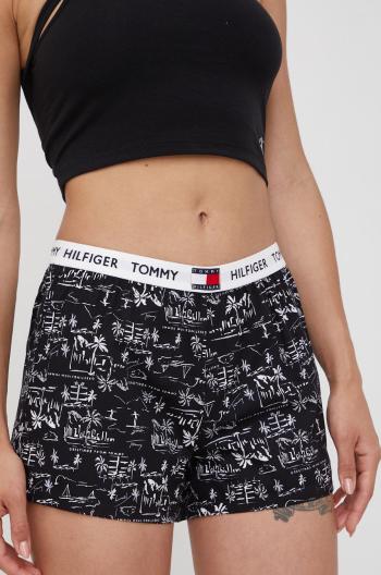 Bavlnené pyžamové šortky Tommy Hilfiger čierna farba, bavlnená
