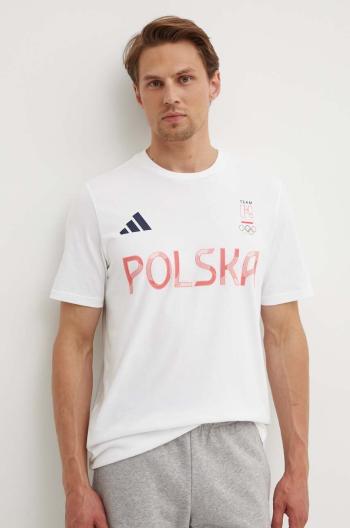 Tričko adidas Performance Polska pánske, biela farba, s potlačou, JF6677