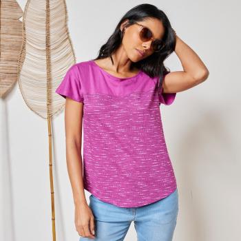 Blancheporte Melírované tričko s okrúhlym výstrihom purpurová 50