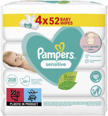 Pampers Wipes Sensitive Plastic Free 4x52ks