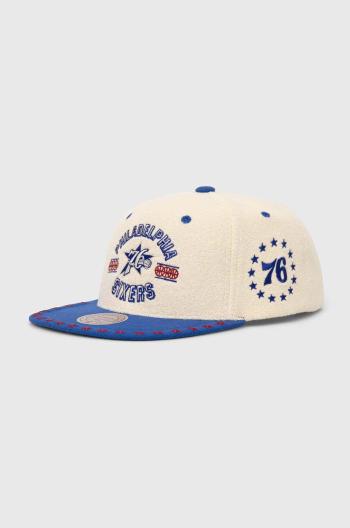 Šiltovka Mitchell&Ness Philadelphia 76ERS béžová farba, s nášivkou, HHSS7510-P76YYPPPOFWH