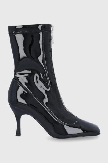Členkové topánky Patrizia Pepe dámske, čierna farba, na vysokom podpätku