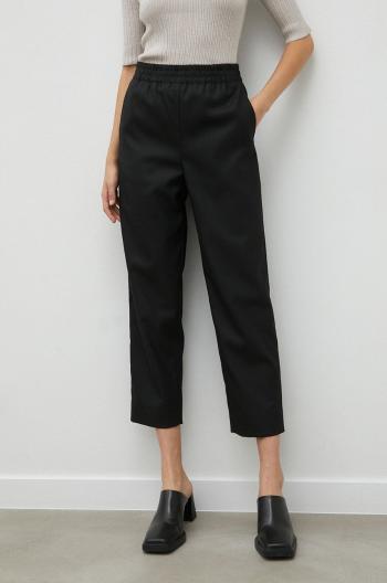Nohavice By Malene Birger dámske, čierna farba, rovné, vysoký pás