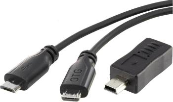 Renkforce #####USB-Kabel USB 2.0 #####USB-Micro-B Stecker, #####USB-Mini-B Stecker 15.00 cm čierna s funkciou OTG, Super