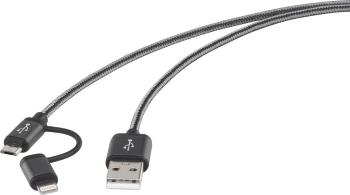 Renkforce #####USB-Kabel USB 2.0 #####USB-A Stecker, #####USB-Micro-B Stecker, #####Apple Lightning Stecker  1.00 m tmav