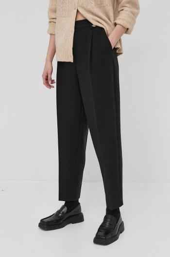 Nohavice Bruuns Bazaar dámske, čierna farba, rovné, vysoký pás