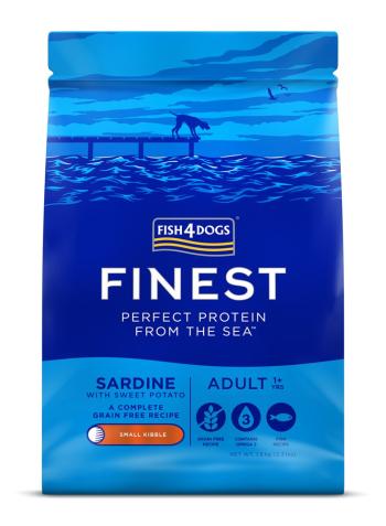 FISH4DOGS Granule malé pre dospelých psov Finest sardinka so sladkými zemiakmi 1,5kg, 1+