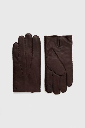 Kožené rukavice Polo Ralph Lauren pánske, hnedá farba