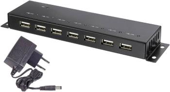Renkforce  7 portů USB 2.0 hub kovový ukazovateľ, pre montáž na stenu čierna