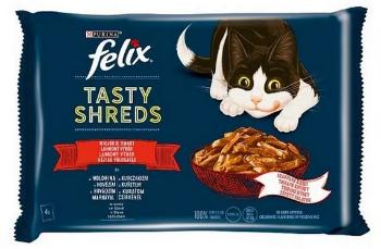 FELIX Tasty shreds cat Multipack hovädzie & kura v šťave kapsičky pre mačky 4x80g