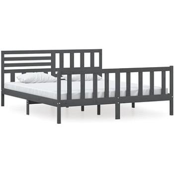 Rám postele sivý masívne drevo 180 × 200 cm Super King, 3101170
