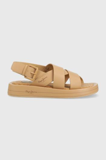 Sandále Pepe Jeans SUMMER dámske, béžová farba, na platforme, PLS90578