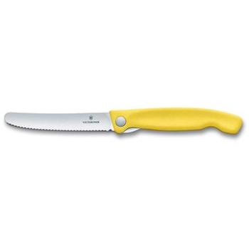 Victorinox skladací desiatový nôž Swiss Classic, žltý, vlnitá čepeľ 11 cm (6.7836.F8B)