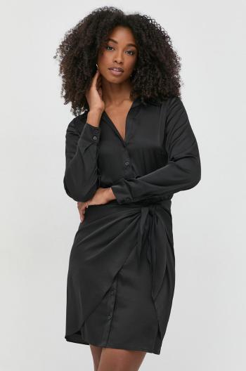 Šaty Guess čierna farba, mini, rovný strih