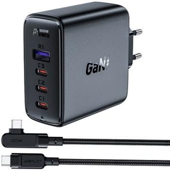 ACEFAST Ultimate GaN Charger 100 W (3× USB-C + USB-A) + USB-C Cable BLACK (A37)