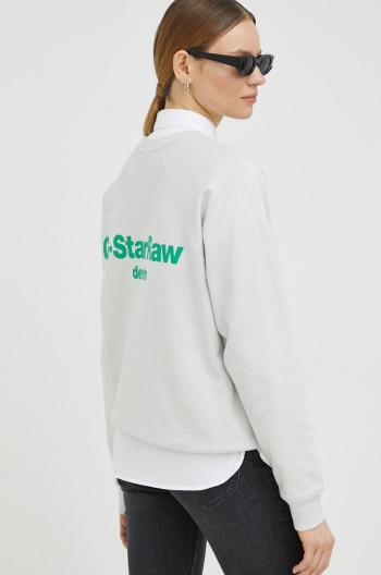 Bavlnená mikina G-Star Raw dámska, šedá farba, s potlačou