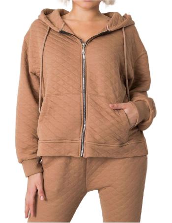 Svetlo hnedá dámska mikina na zips s kapucňou vel. L/XL
