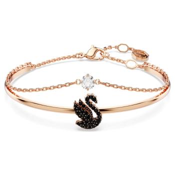 Swarovski Elegantný dvojitý bronzový náramok s kryštálmi Iconic Swan 5678048 17 cm