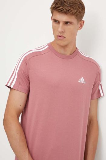 Bavlnené tričko adidas Essentials pánske, ružová farba, s nášivkou, IX0157