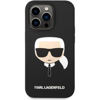 Karl Lagerfeld Liquid Silicone Karl Head Zadný Kryt na iPhone 14 Pro Black (KLHCP14LSLKHBK)