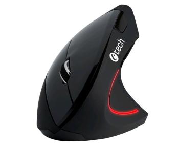 C-TECH myš VEM-09C, vertikálna, 6 tlačidiel, čierna, USB