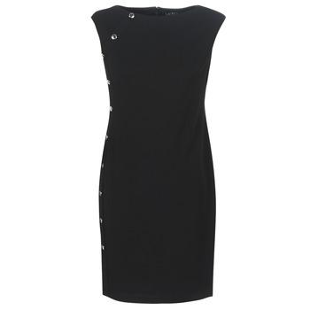 Lauren Ralph Lauren  Krátke šaty BUTTON-TRIM CREPE DRESS  Čierna