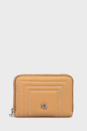 Kožená peňaženka Lauren Ralph Lauren dámska, hnedá farba