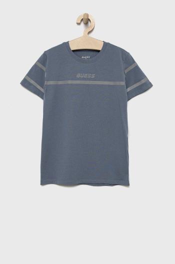 Detské tričko Guess šedá farba, s potlačou