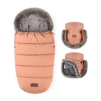 PETITE&MARS Set zimný fusak Comfy 4v1 + rukavice na kočík Furry Pastel Peach