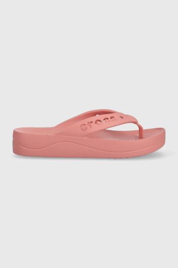 Žabky Crocs Baya Platform Flip dámske, ružová farba, na platforme, 208395