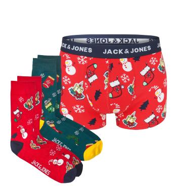 JACK & JONES - 3PACK Jactom boxerky a ponožky vo vianočnom darčekovom balení -XL (94-99 cm)
