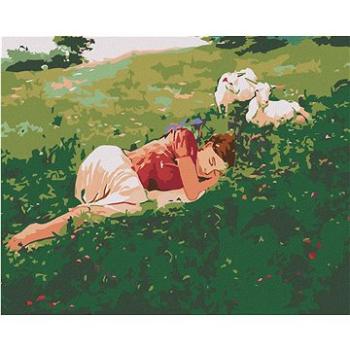 Maľovanie podľa čísel – Spiaca žena v tráve a kozľatá (HRAmal00954nad)