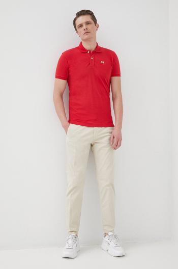 Polo tričko La Martina pánske, červená farba, jednofarebné