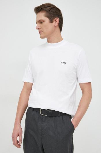 Bavlnené tričko BOSS BOSS ORANGE biela farba, s potlačou