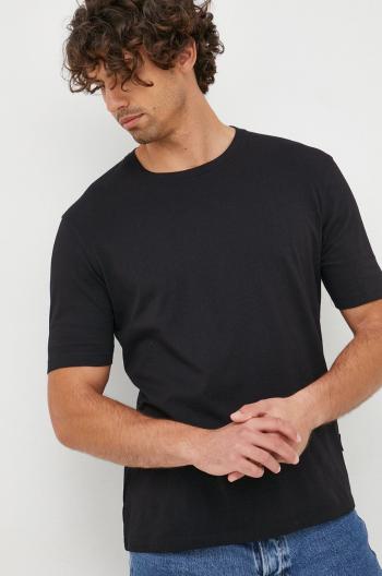 Tričko Sisley pánske, čierna farba, jednofarebné